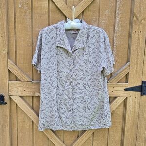 Woolrich Leaf Pattern Short Sleeve Shirt Size Large